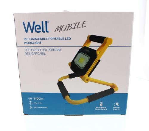 proiector led portabil reincarcabil 20w 1400lm ip65 well 3