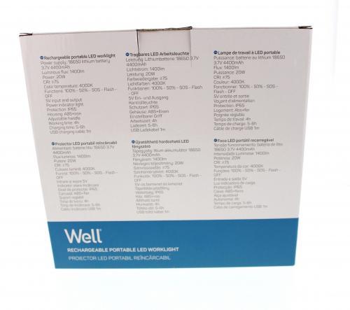 proiector led portabil reincarcabil 20w 1400lm ip65 well 4