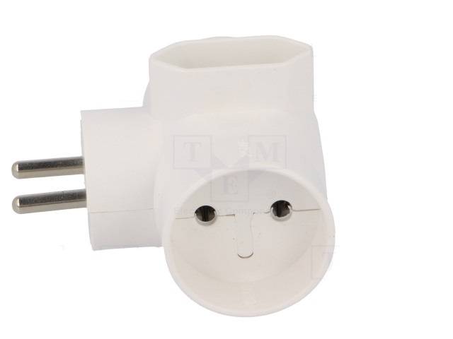 r 20 conector ac supply splitter layout 2p type round flat white timex elektro 1