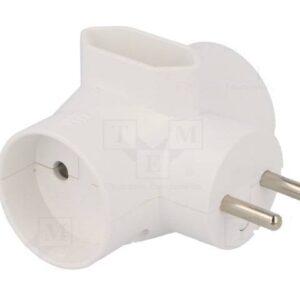 r 20 conector ac supply splitter layout 2p type round flat white timex elektro