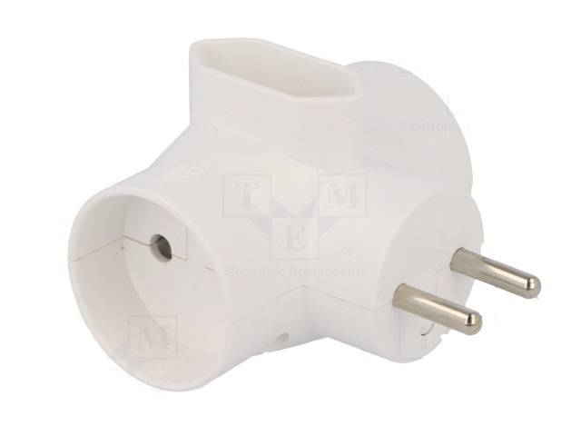 r 20 conector ac supply splitter layout 2p type round flat white timex elektro