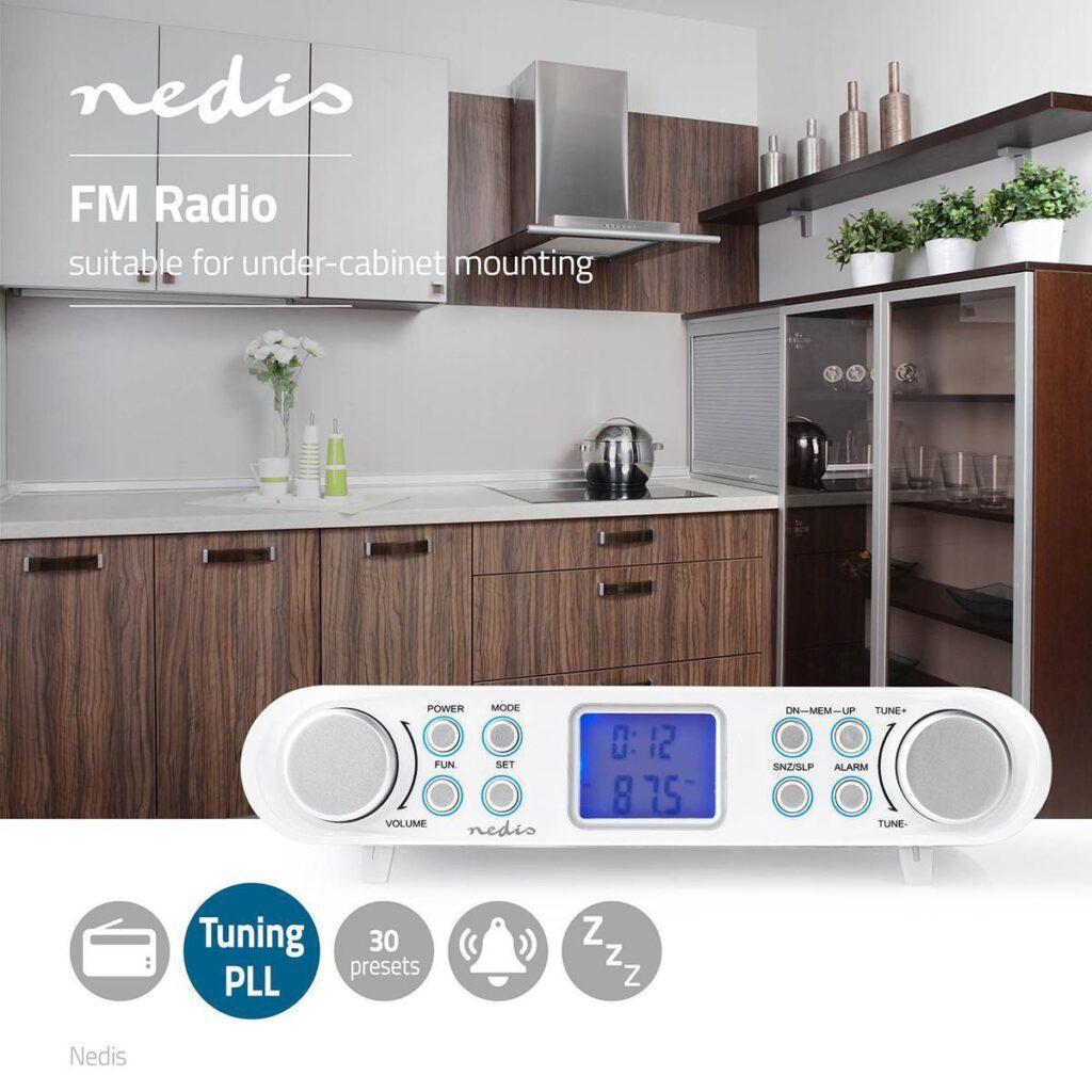 radio fm de bucatarie montabil sub cabinet 30 de posturi presetate alb nedis 1