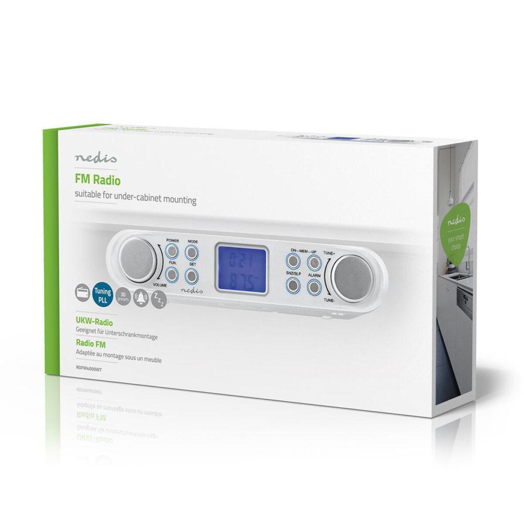 radio fm de bucatarie montabil sub cabinet 30 de posturi presetate alb nedis 13