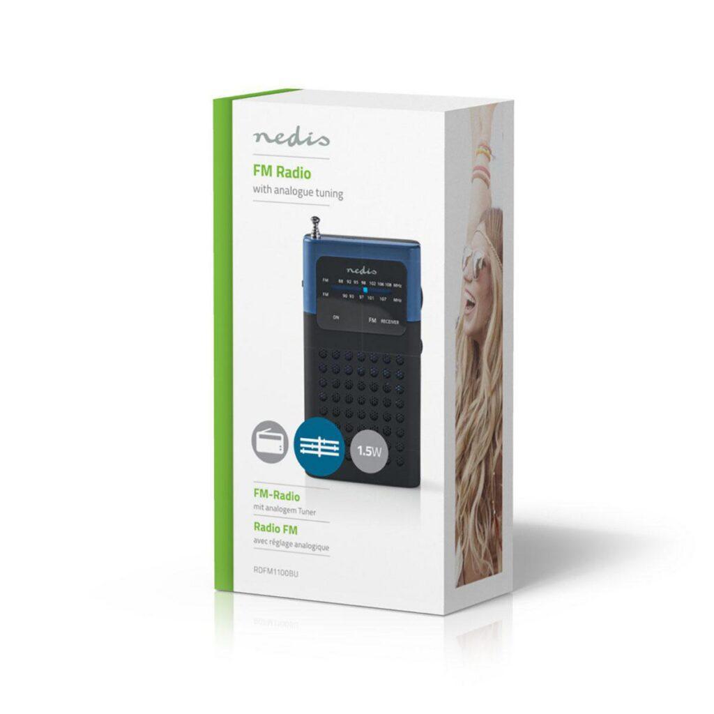 radio fm de buzunar negru albastru 15w nedis 7