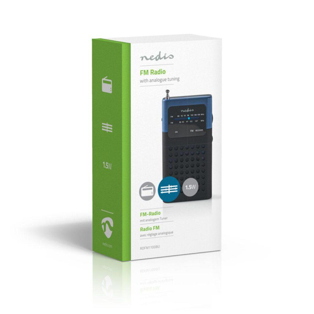 radio fm de buzunar negru albastru 15w nedis 8