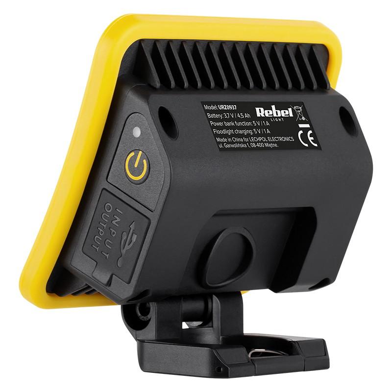 reflector 10w led 1000lm 4000k cu acumulator 37v 45ah rebel 3