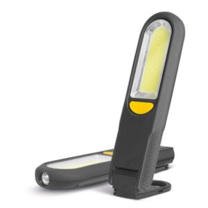 reflector din sticla led cob smd 3w 20 300lm 3x aaa cu carlig magnet si alarma phenom