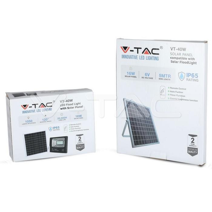 reflector led 16w 6000k 1050lm cu incarcare solara v tac 18