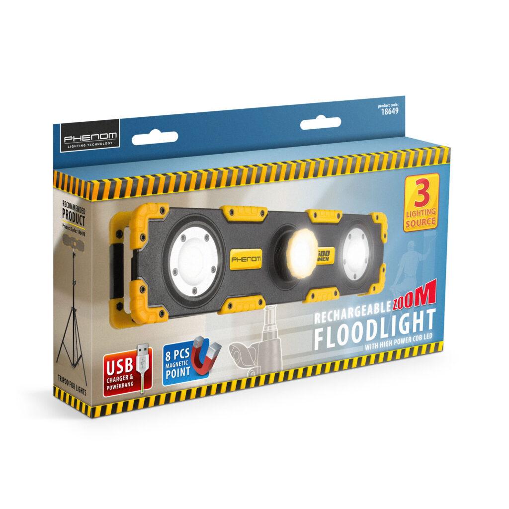 reflector led cu acumulator intensitate si focalizare reglabile 1200 lumeni phenom 18649 7