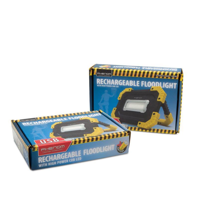 reflector multifunctional cob led reincarcabil usb acumulator incorporat 2x2200mah 16w 1000lm ipx4 phenom 5