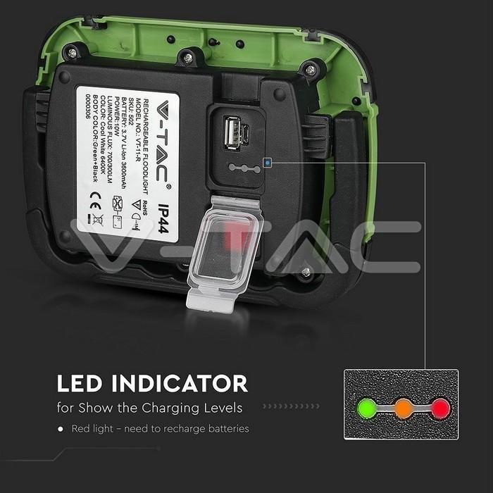 reflector portabil 10w ip44 4000k 700lm cu functie sos usb cip samsung v tac 10