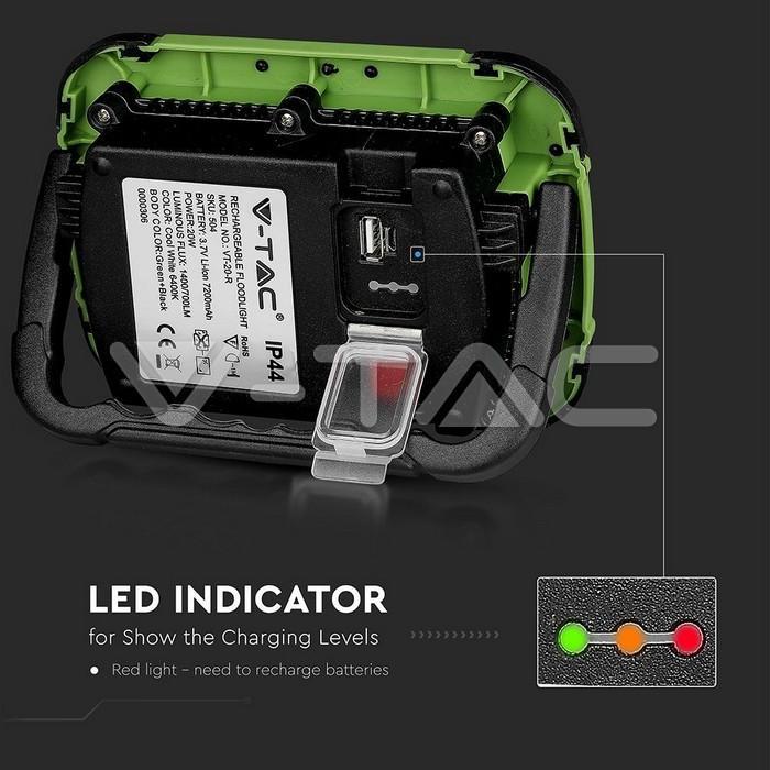 reflector portabil 20w ip44 4000k 1400lm cip samsung v tac 4