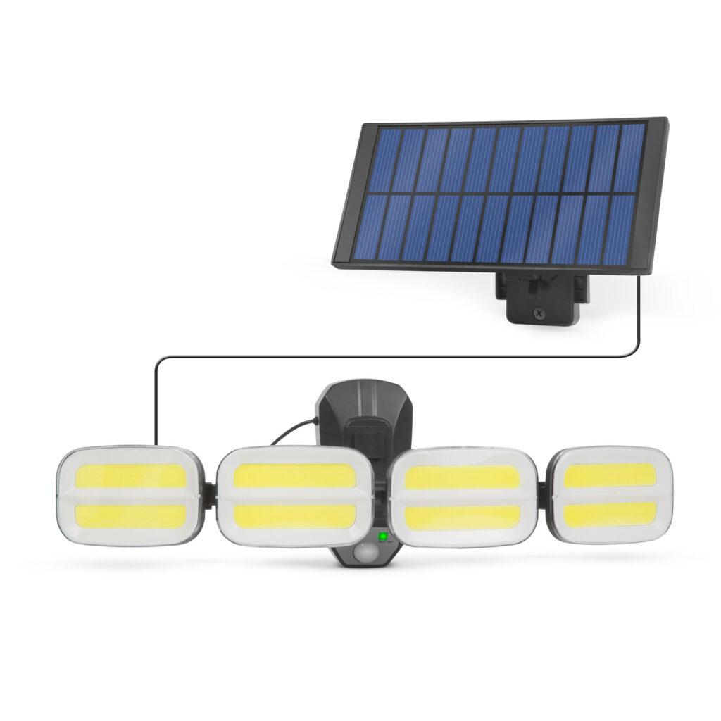 reflector solar 10w 600lm ip65 cu senzor de miscare cu unitate solara prin cablu 8 led uri cob