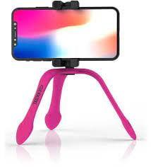 selfie stick flexibil cu telecomanda bluetooth inclusa roz gekkoxl zbam 1