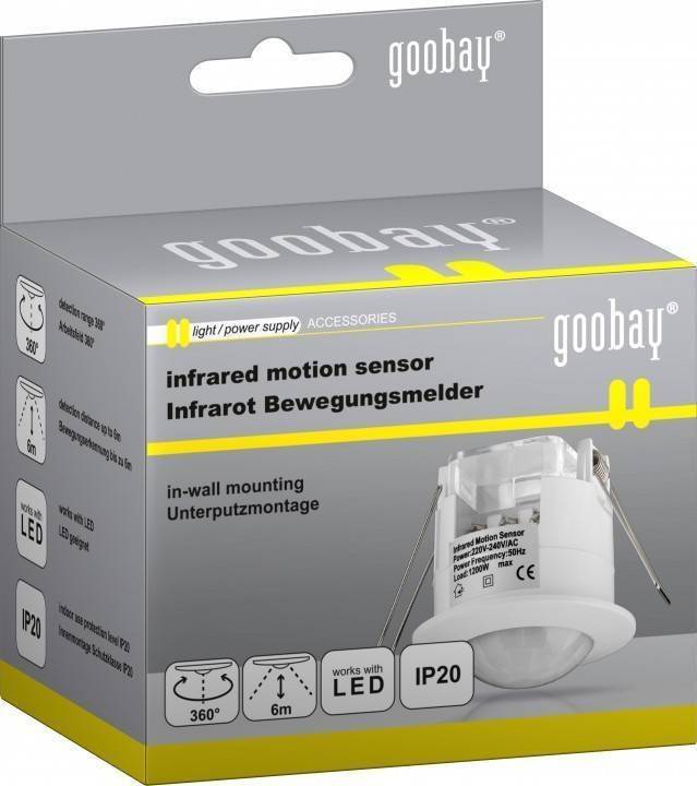 senzor de miscare alb cu infrarosu pentru interior goobay 1