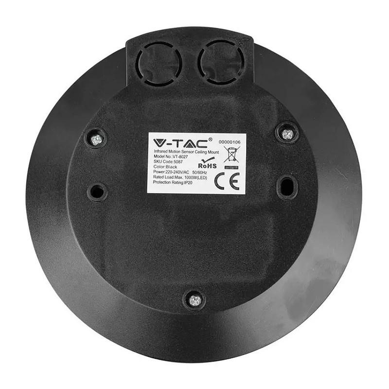 senzor miscare cu montaj pe tavan 360 grade negru max 2000w v tac 3