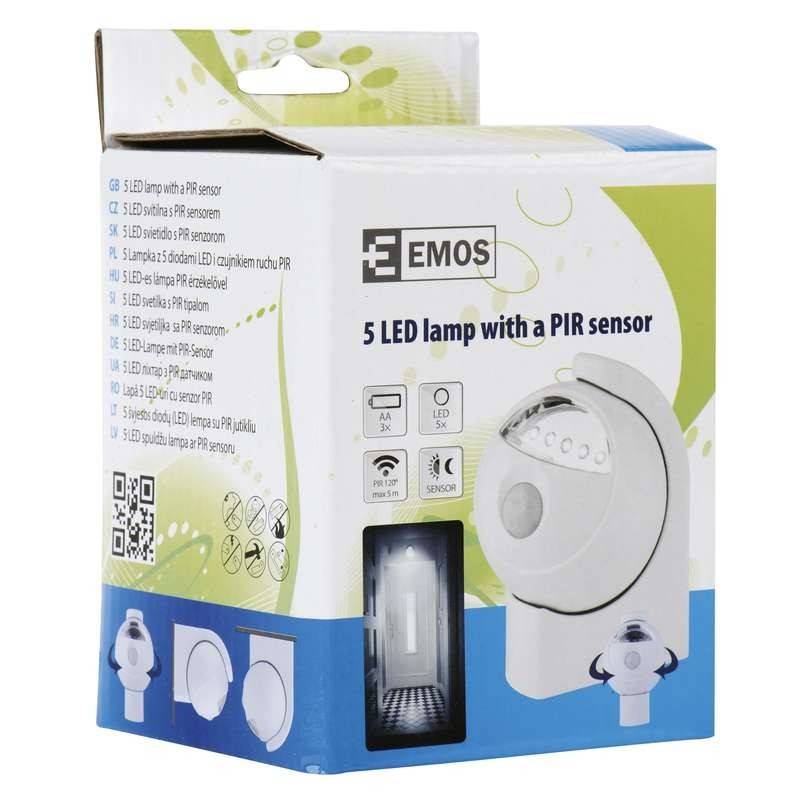 senzor pir 5 led 3x aa r6 rotabil 360 grade emos 1