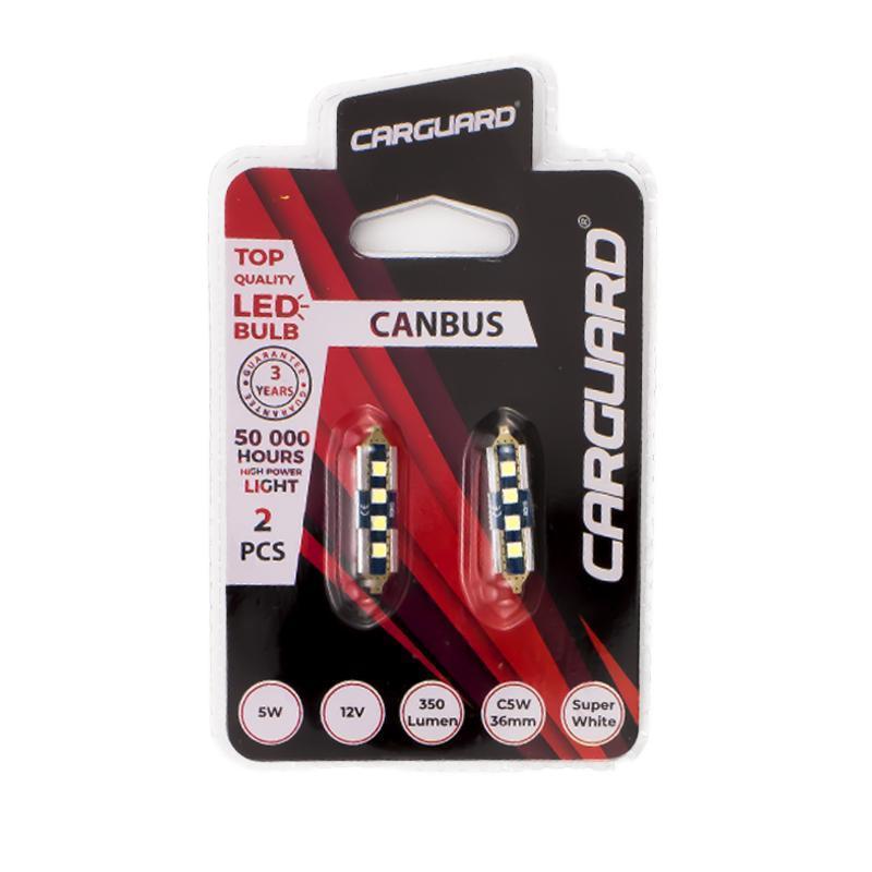 set 2x becuri auto c5w 39mm led smd alb 12v 5w 450lm canbus interior portbagaj carguard 1