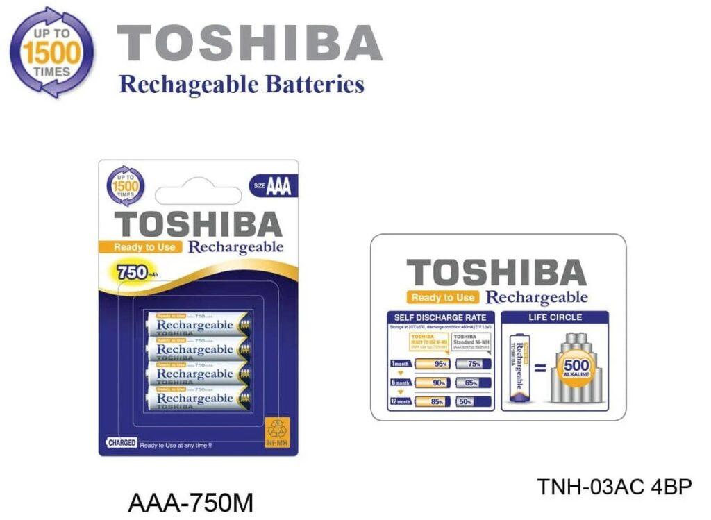 set 4 acumulatori toshiba ni mh aaa 750mah 12v ready to use tnh 03ac 4bp 1