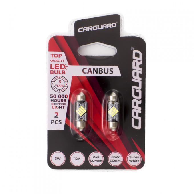 Set auto LED SMD 12V 3W 240lm alb SOFIT 36mm C5W 2buc Canbus pentru interior / portbagaj CarGuard 1 set auto led smd 12v 3w 240lm alb sofit 36mm c5w 2buc canbus pentru interior portbagaj carguard 1