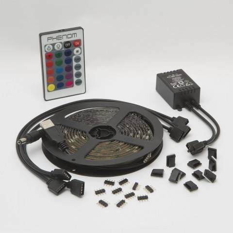 set banda led iluminare fundal tv cu telecomanda 24 38 phenom 2