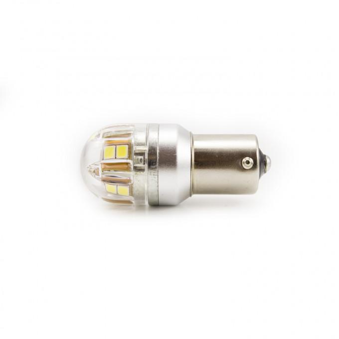 set becuri led auto p21w ba15s 12 24v 15x2835smd 880lm alb canbus carguard 2buc 2