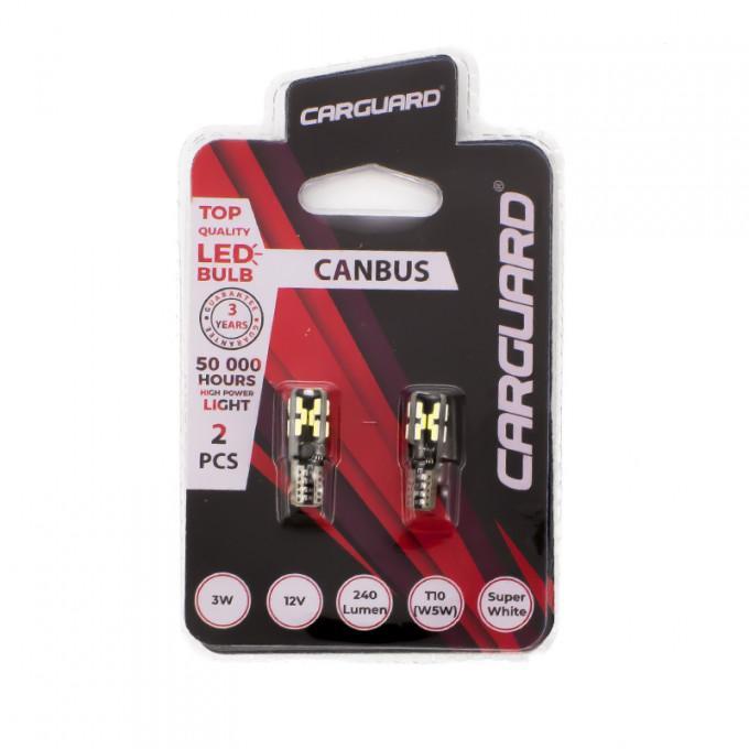 set becuri led auto t10 w5w 3w 240lm 6500k 12v canbus pentru interior portbagaj carguard 3