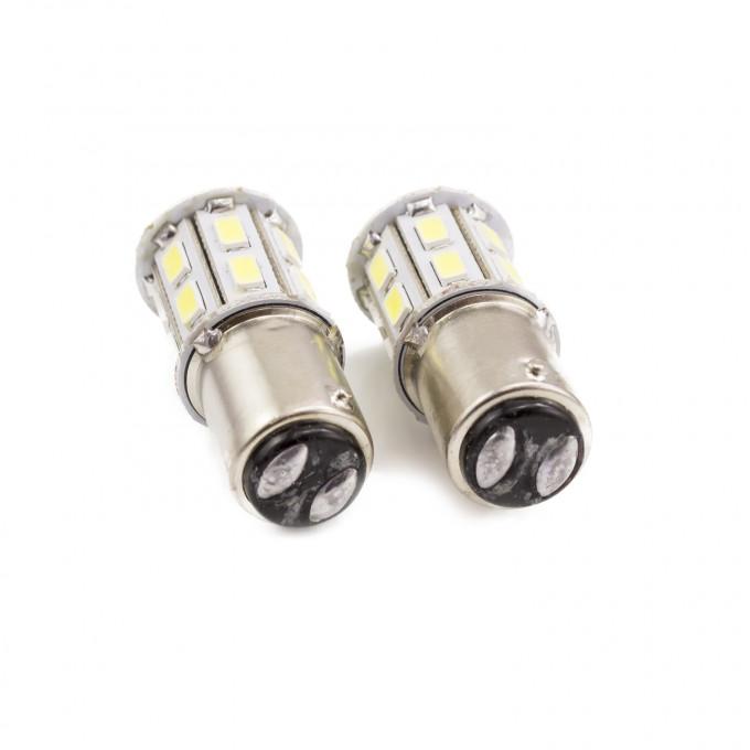 set beruri led auto de frana 12v p21 5w ba15d dublu filament 20x5730smd alb 500lm carguard 2buc