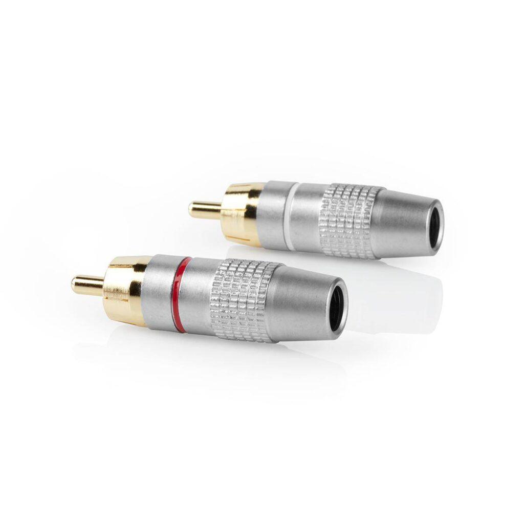 set conectori rca tata aurit metal gri 2buc nedis 1
