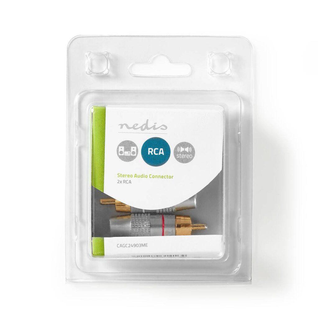 set conectori rca tata aurit metal gri 2buc nedis 5