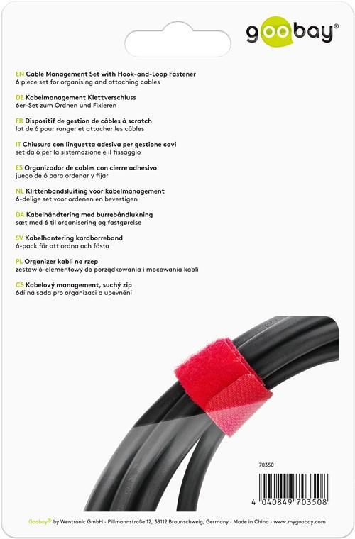 set fasete panza de gestionare a cablurilor cu fixare carlig si bucla 170x20 mm goobay 1