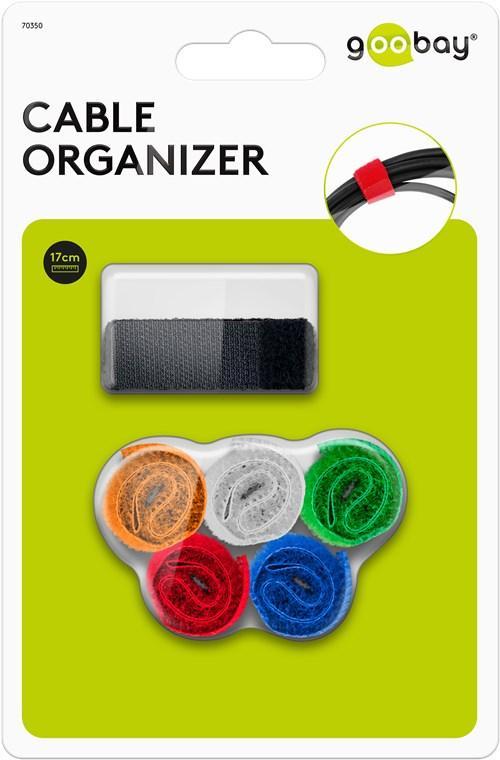 set fasete panza de gestionare a cablurilor cu fixare carlig si bucla 170x20 mm goobay