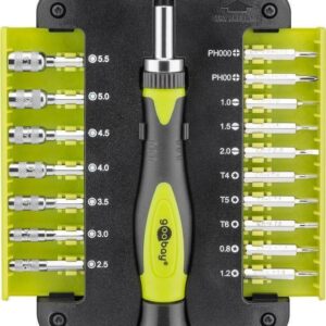 set surubelnita 17biti crv 3x capete plane 1mm 15mm 2mm 2x phillips ph000 ph00 3x torx t4 t5 t6 2x stele star 08 12 7x hexago