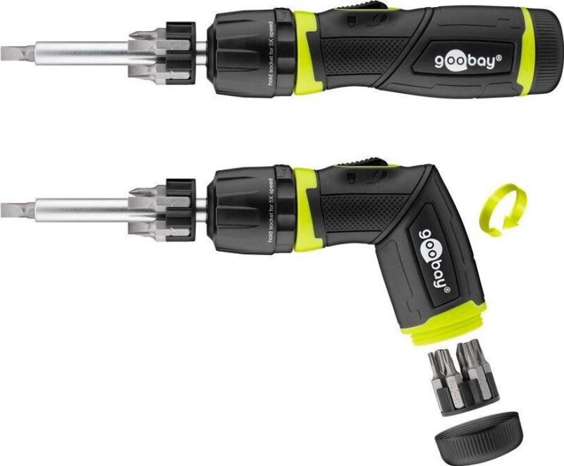 set surubelnita cu clichet 12biti crv 4x phillips ph0 ph1 ph2 ph3 capete plane 4x 3mm 4mm 5mm 6mm 4x torx t10 t15 t20 t25 goobay