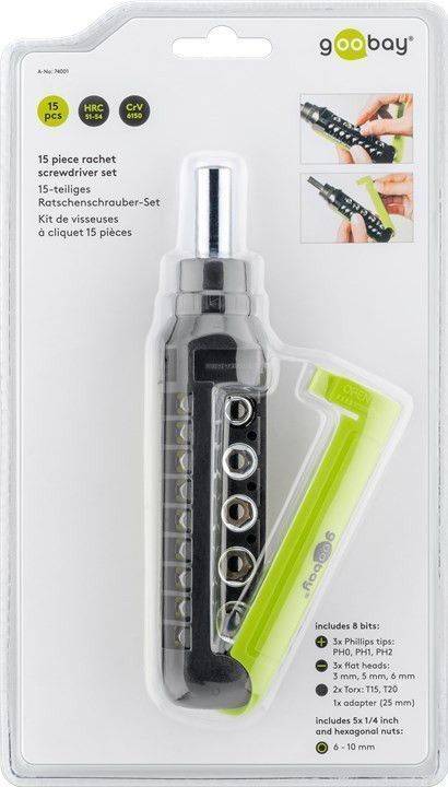 set surubelnita cu clichet 8biti crv si 5 tubulare 3x phillips ph0 ph1 ph2 3x capete plane 3mm 5mm 6mm 2x torx t15 t20 1x adapto 5