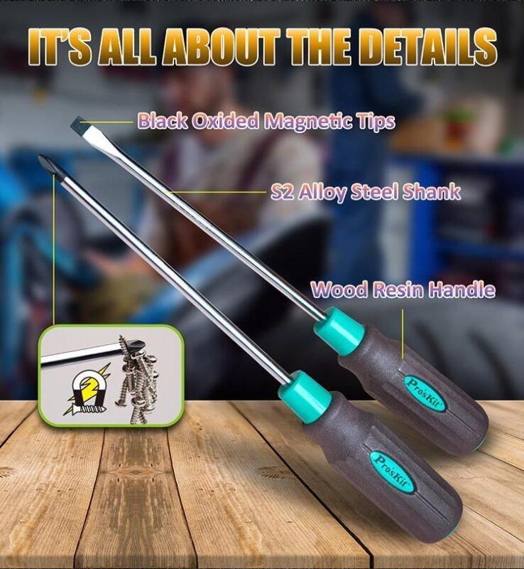 set surubelnite cruce ph2x150mm si plata sl60x150mm rezistenta la ulei proskit sd 9523 1