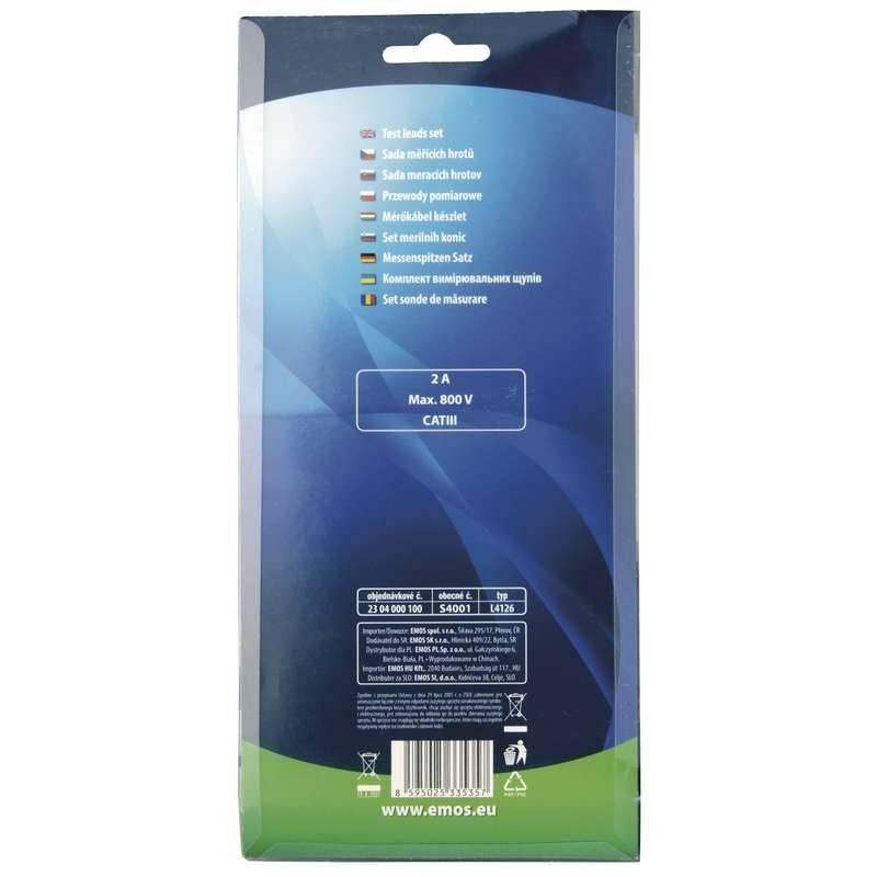 set tester multimetru 095m negru rosu 1a max 30v 60v interschimbabile emos s4001n 2