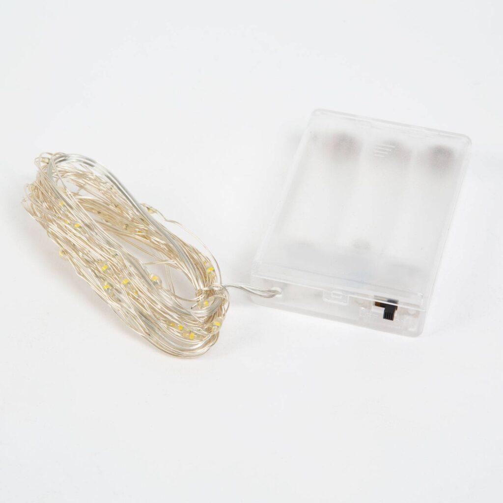 sir de lumini led festiv 5m 50led alb rece 3x aa 1