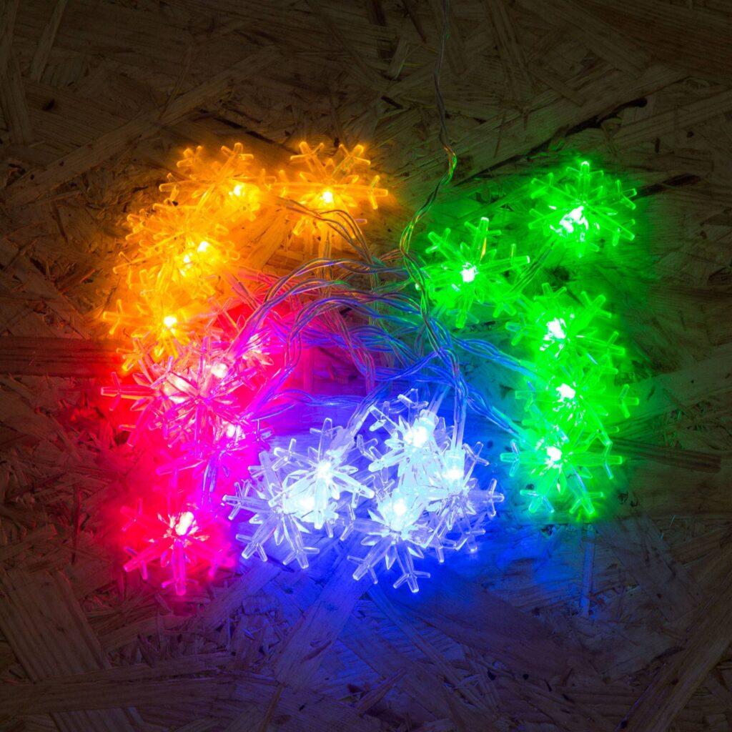 sir lumini 20 led fulgi de zapada multicolor pe baterii 2m phenom lighting technology 1