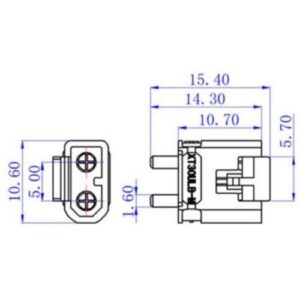 soclu alimentare dc xt30 tata 2 pini pentru pcb tht 15a 500v amass xt30ulw m 1