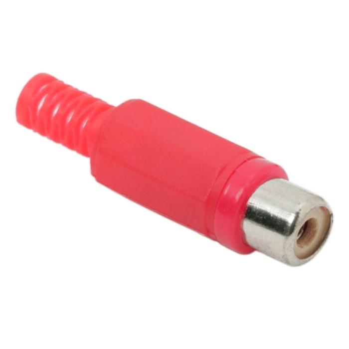 soclu rca mama executie plastic rosu cu protectie pentru cablu