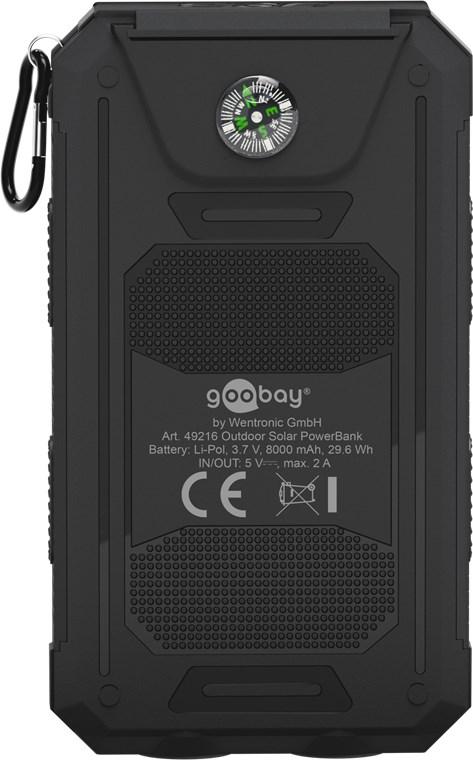solar powerbank 8000mah cu lanterna led busola rezistent la socuri si apa goobay 4
