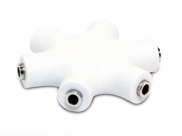 splitter adaptor jack 35 mm mama x6 stereo cu cablu 02m alb logilink ca1088 2