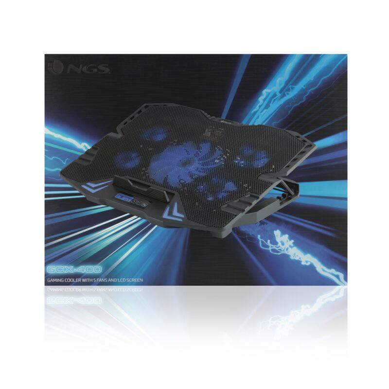 stand cu sistem de racire pentru notebook gaming 5 ventilatoare si ecran lcd ngs 4