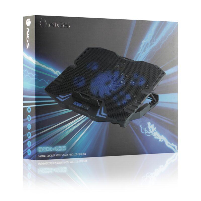stand cu sistem de racire pentru notebook gaming 5 ventilatoare si ecran lcd ngs 5