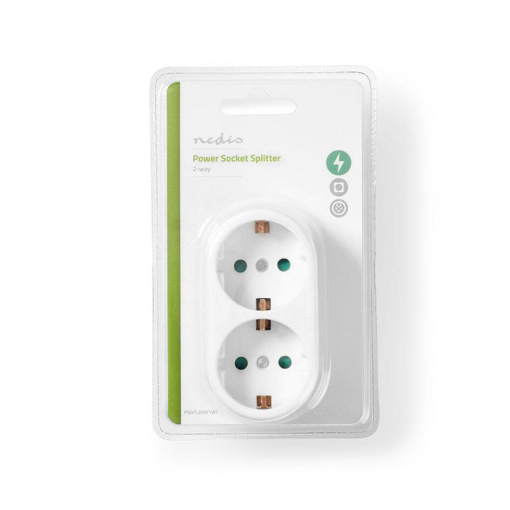 stecher dublu 2x schuko 16a 3500w protectie contacte alb nedis 1