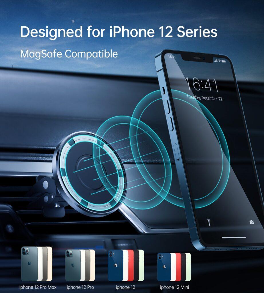 suport auto magnetic choetech at003 pentru seria iphone 12 prindere la ventilatie 2