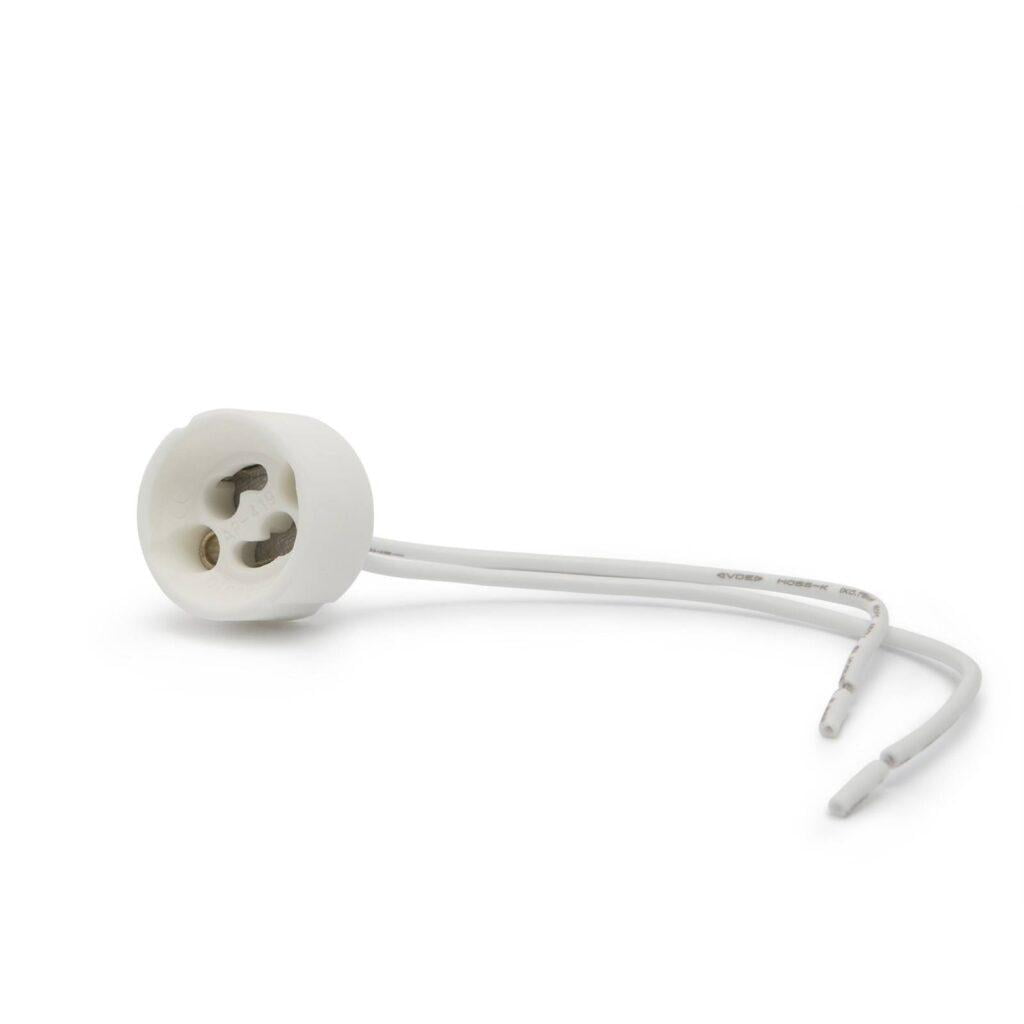 suport soclu bec gu10 ceramic cu fir 15cm