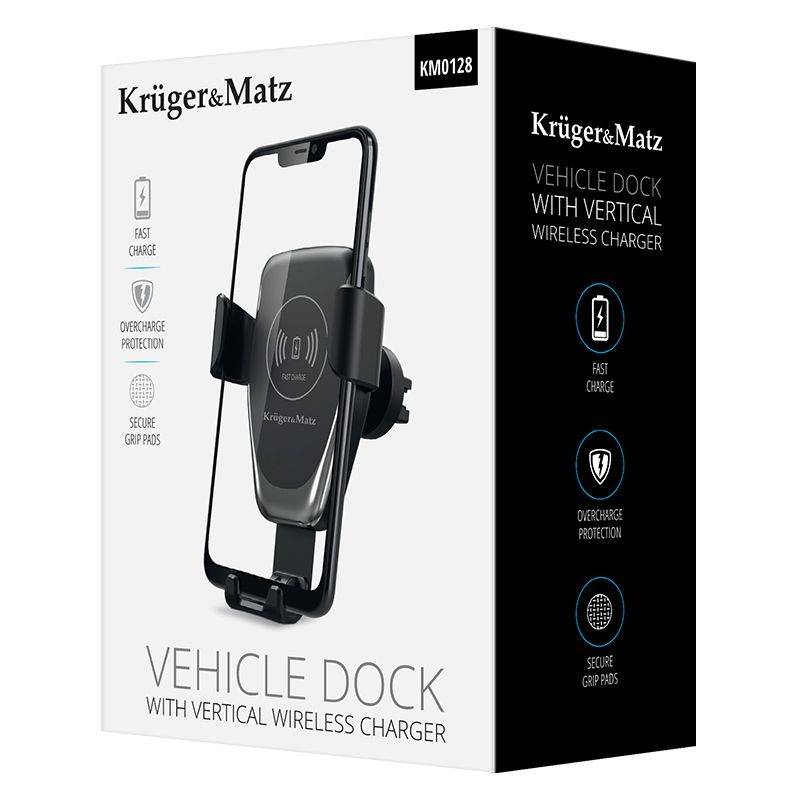 suport telefon auto cu functie incarcare wireless qi inductiva krugermatz 5