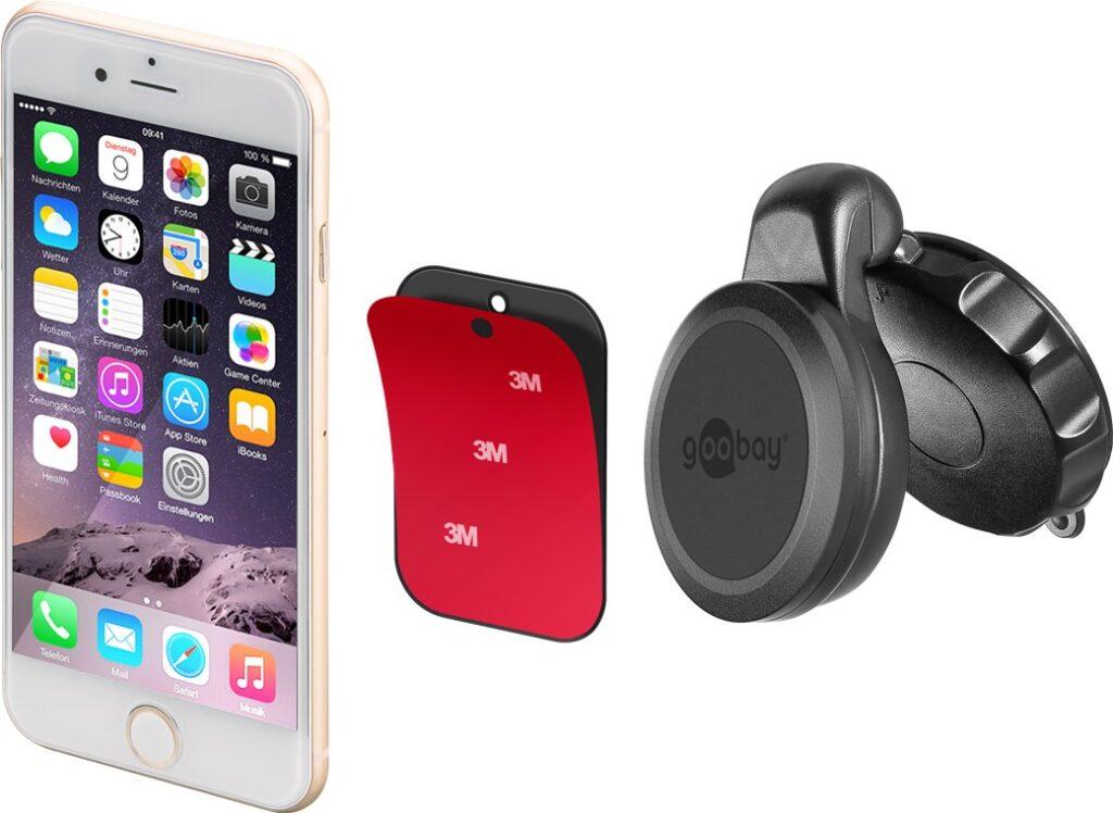 suport telefon magnetic cu ventuza pentru parbriz sau bordul auto goobay 4